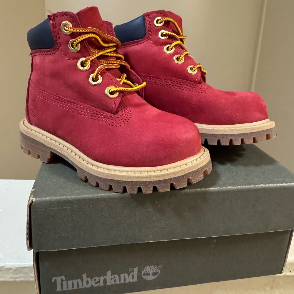 Red Toddler Timberland Boots Size 6C